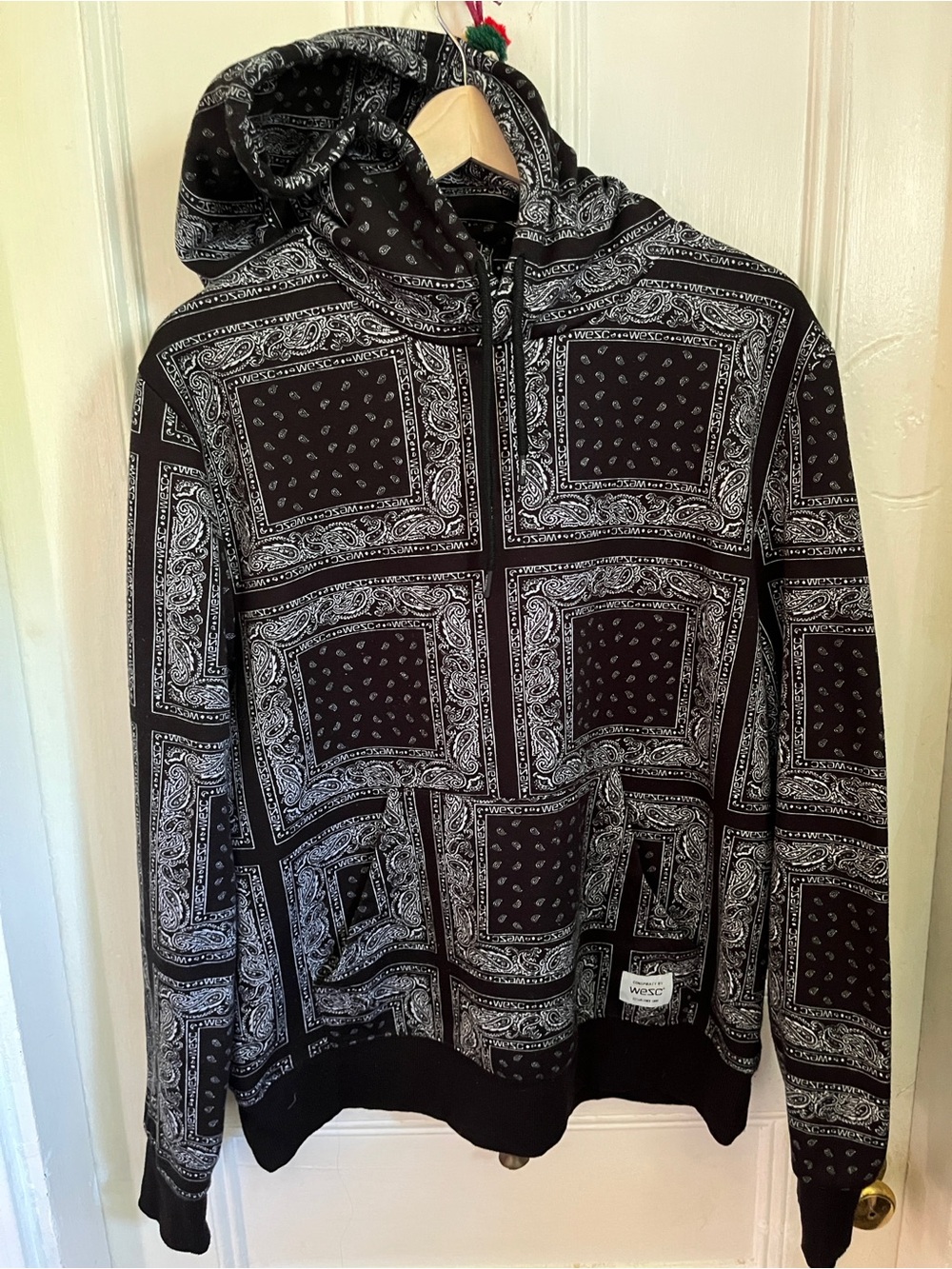 Wesc Black Bandana-Print Zip Hoodie
